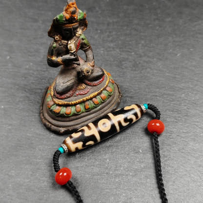Guru Rinpoche Three Realms 3 Eyes Dzi Bead,50 - Tibetan Buddhist bead necklace, view 6