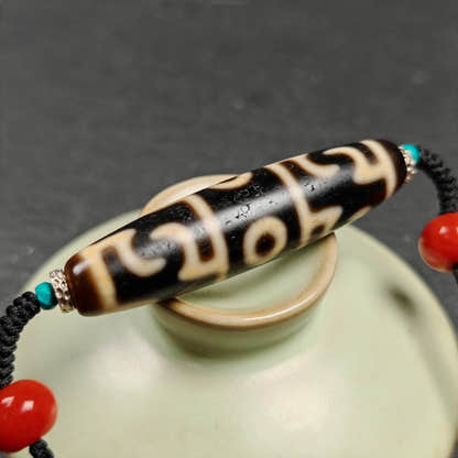 Guru Rinpoche Three Realms 3 Eyes Dzi Bead,50 - Tibetan Buddhist bead necklace, view 9