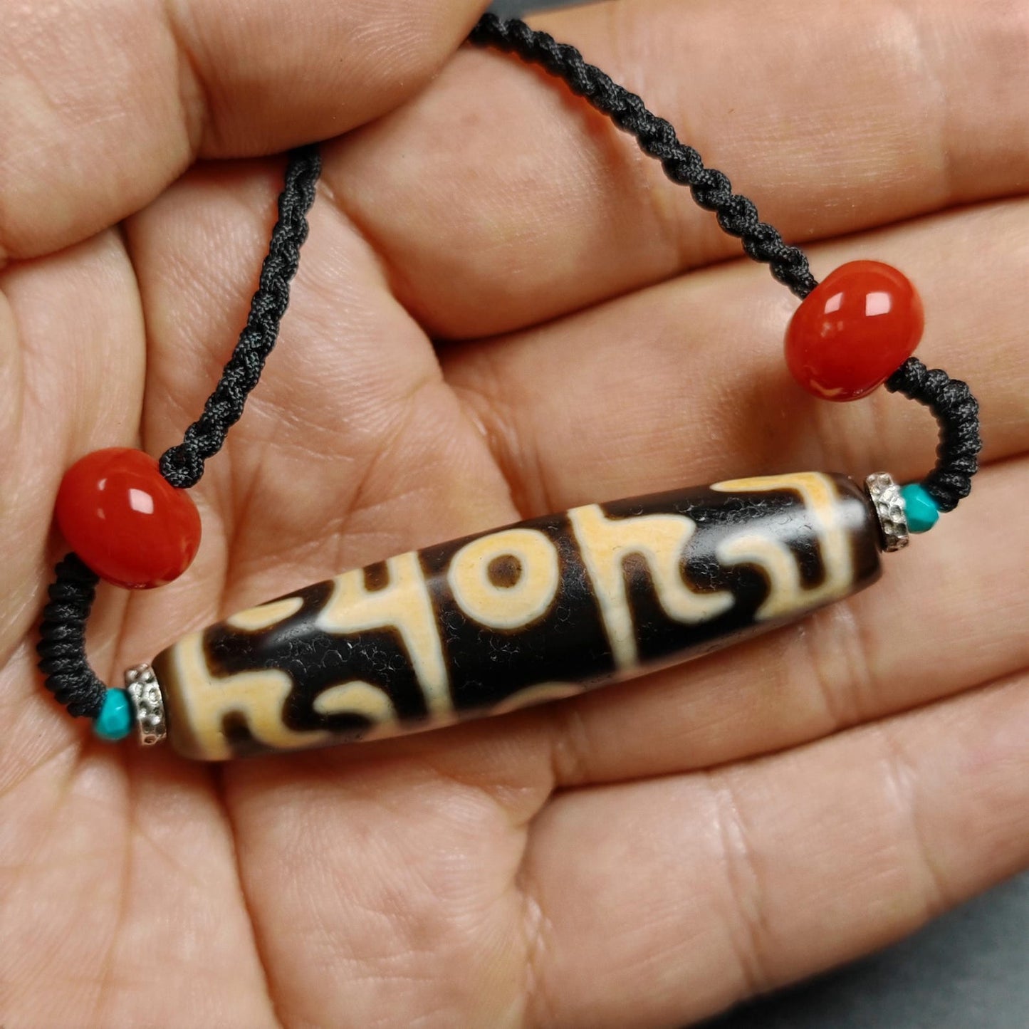 Guru Rinpoche Three Realms 3 Eyes Dzi Bead,50× 12 mm