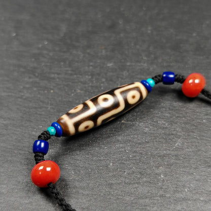 Vintage 9 Eyes Dzi Bead Necklace | 40*11mm