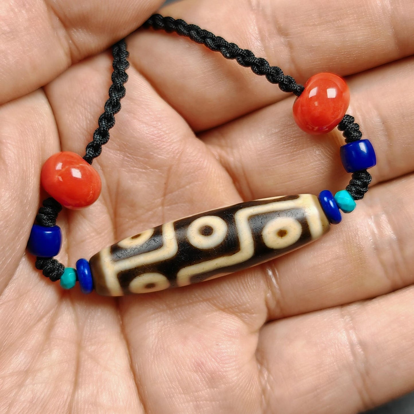 Vintage 9 Eyes Dzi Bead Necklace | 40*11mm