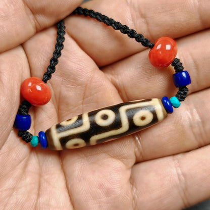 Vintage 9 Eyes Dzi Bead Necklace | 40*11mm