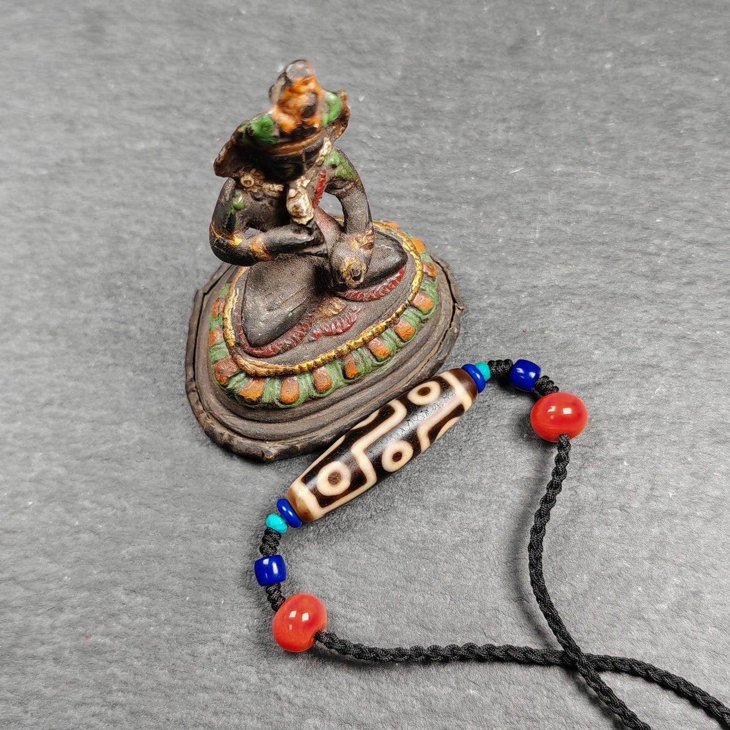 Vintage 9 Eyes Dzi Bead Necklace | 40*11mm