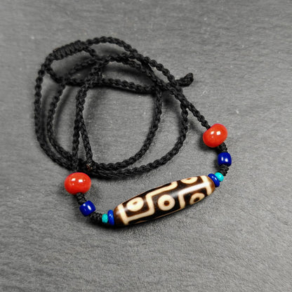 Vintage 9 Eyes Dzi Bead Necklace | 40*11mm
