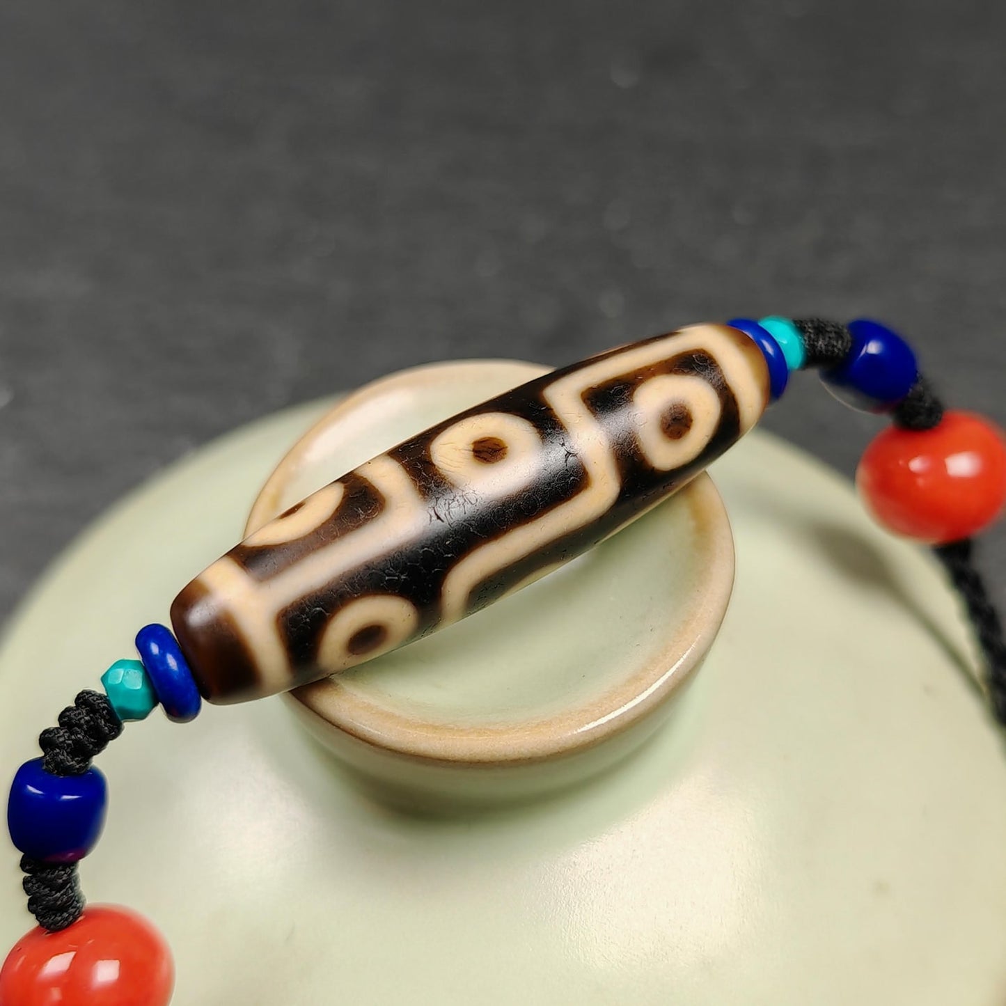 Vintage 9 Eyes Dzi Bead Necklace | 40*11mm