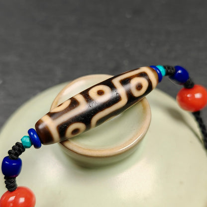 Vintage 9 Eyes Dzi Bead Necklace | 40*11mm