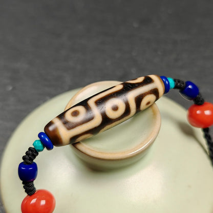 Vintage 9 Eyes Dzi Bead Necklace | 40*11mm