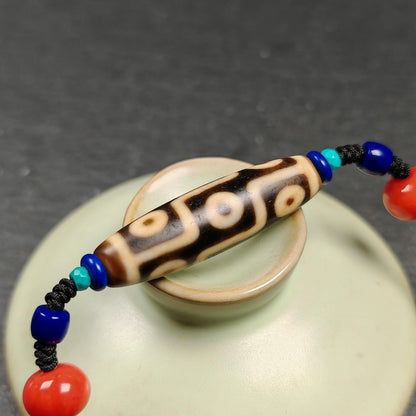 Vintage 9 Eyes Dzi Bead Necklace | 40*11mm