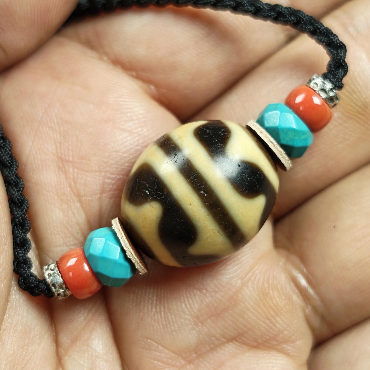 Tiger Tooth Dzi Bead Collarbone Pendant Necklace 20*18mm