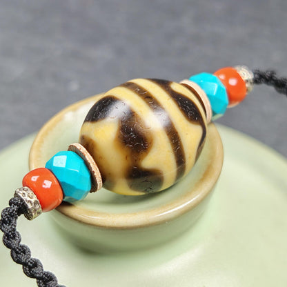 Tiger Tooth Dzi Bead Collarbone Pendant Necklace 20*18mm