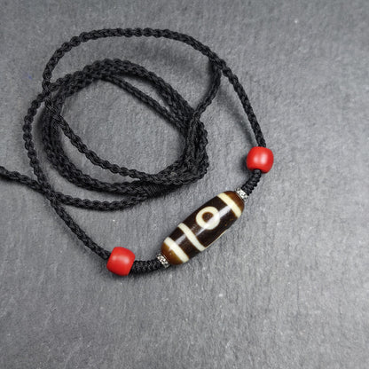 Antique 2 Eyes Dzi Bead Clavicle Necklace | 30*11mm