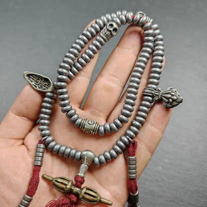 Tibetan Cold Iron Mala - Tibetan Buddhist mala beads, view 4