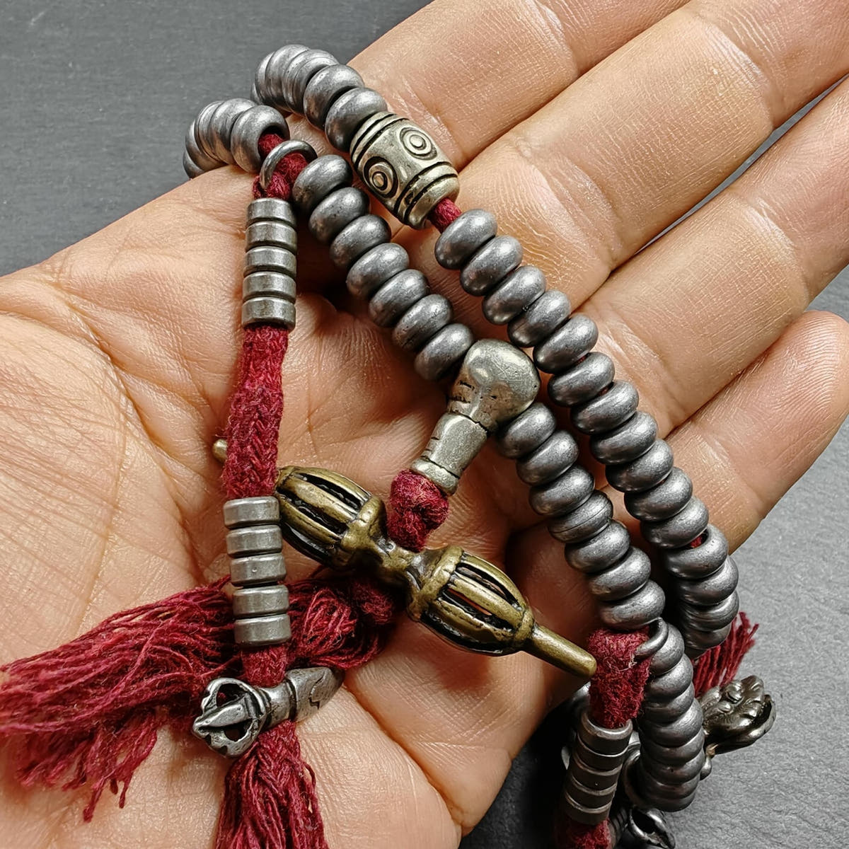 Tibetan Cold Iron Mala - Tibetan Buddhist mala beads, view 7