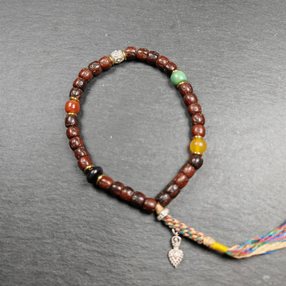Authentic 8mm Rudraksha Wrist Mala Bracelet | Old Tibetan Rosary