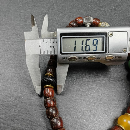Authentic 8mm Rudraksha Wrist Mala Bracelet | Old Tibetan Rosary