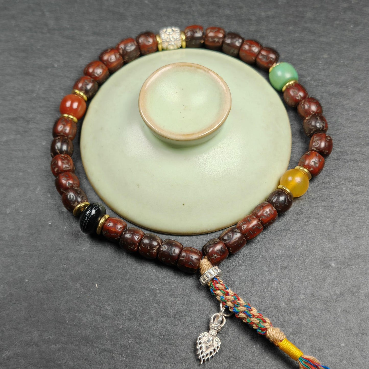 Authentic 8mm Rudraksha Wrist Mala Bracelet | Old Tibetan Rosary