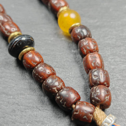 Authentic 8mm Rudraksha Wrist Mala Bracelet | Old Tibetan Rosary