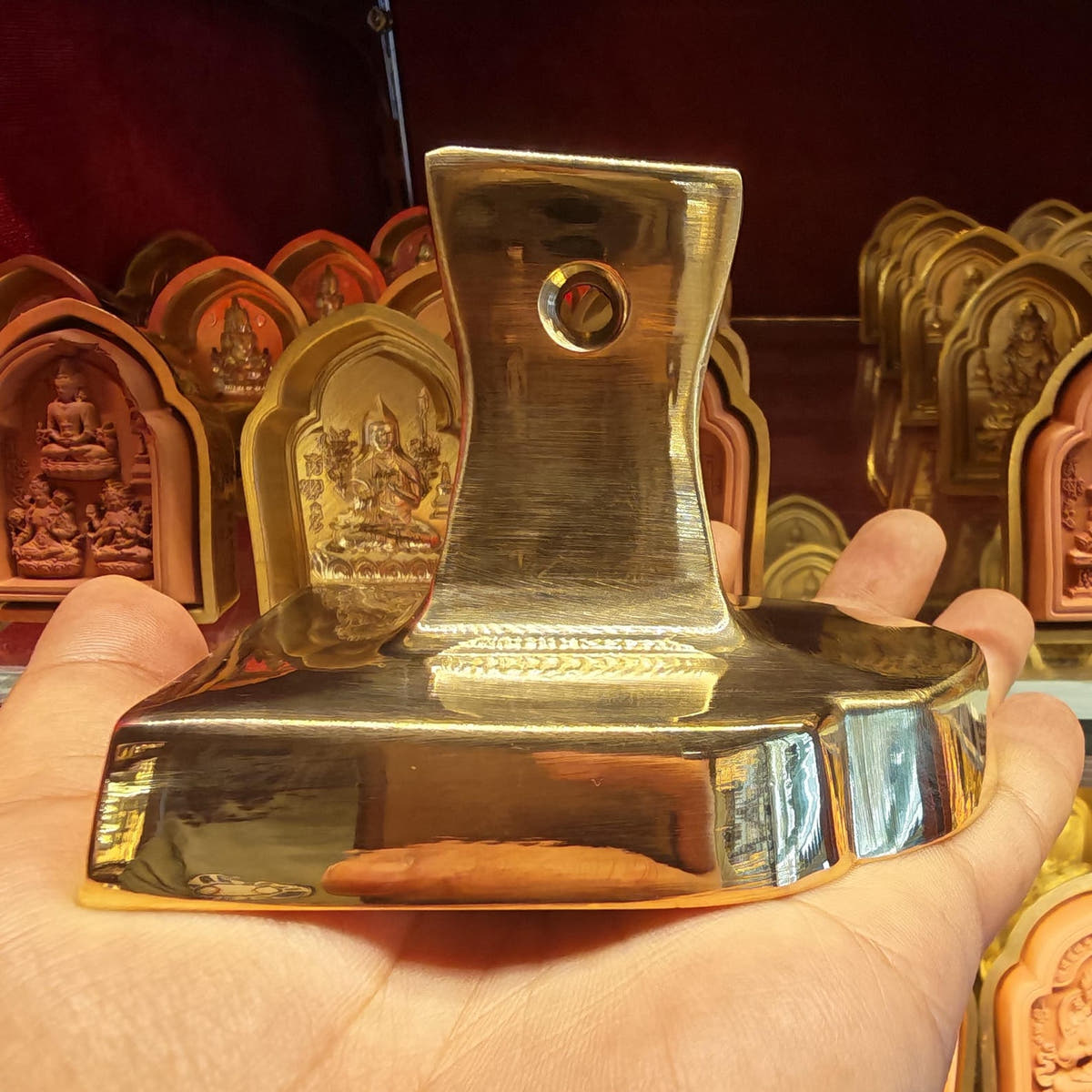 Bordered 3 Akshobhya Tsa Tsa Mold - Tibetan tsa tsa mold, view 6