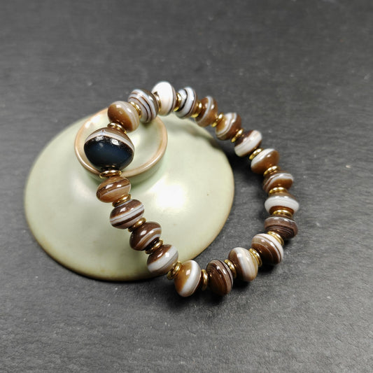 Authentic Tibetan Dzi Wrist Mala Medicine Buddha  Bracelet