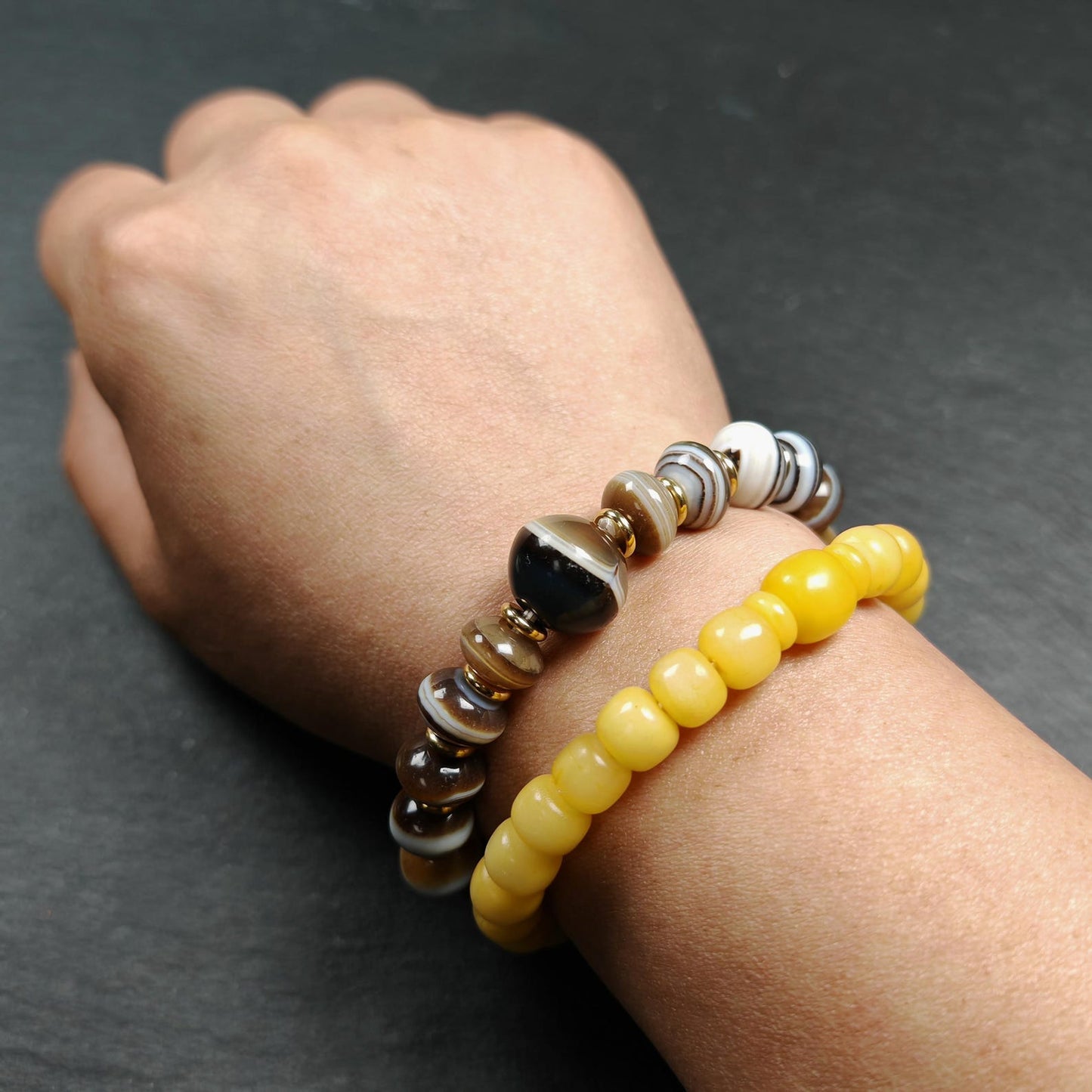 Authentic Tibetan Dzi Wrist Mala Medicine Buddha  Bracelet
