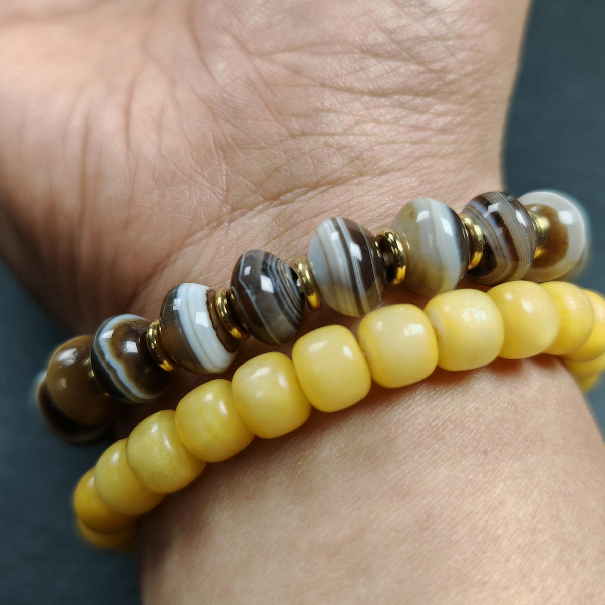 Authentic Tibetan Dzi Wrist Mala Medicine Buddha Bracelet - Tibetan Buddhist mala beads, view 5