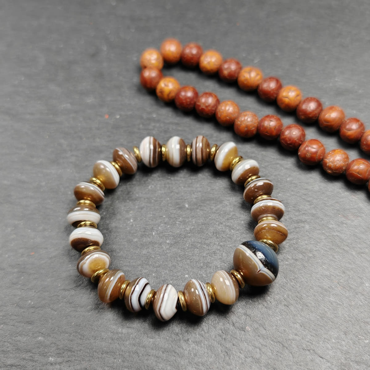 Authentic Tibetan Dzi Wrist Mala Medicine Buddha Bracelet - Tibetan Buddhist mala beads, view 7