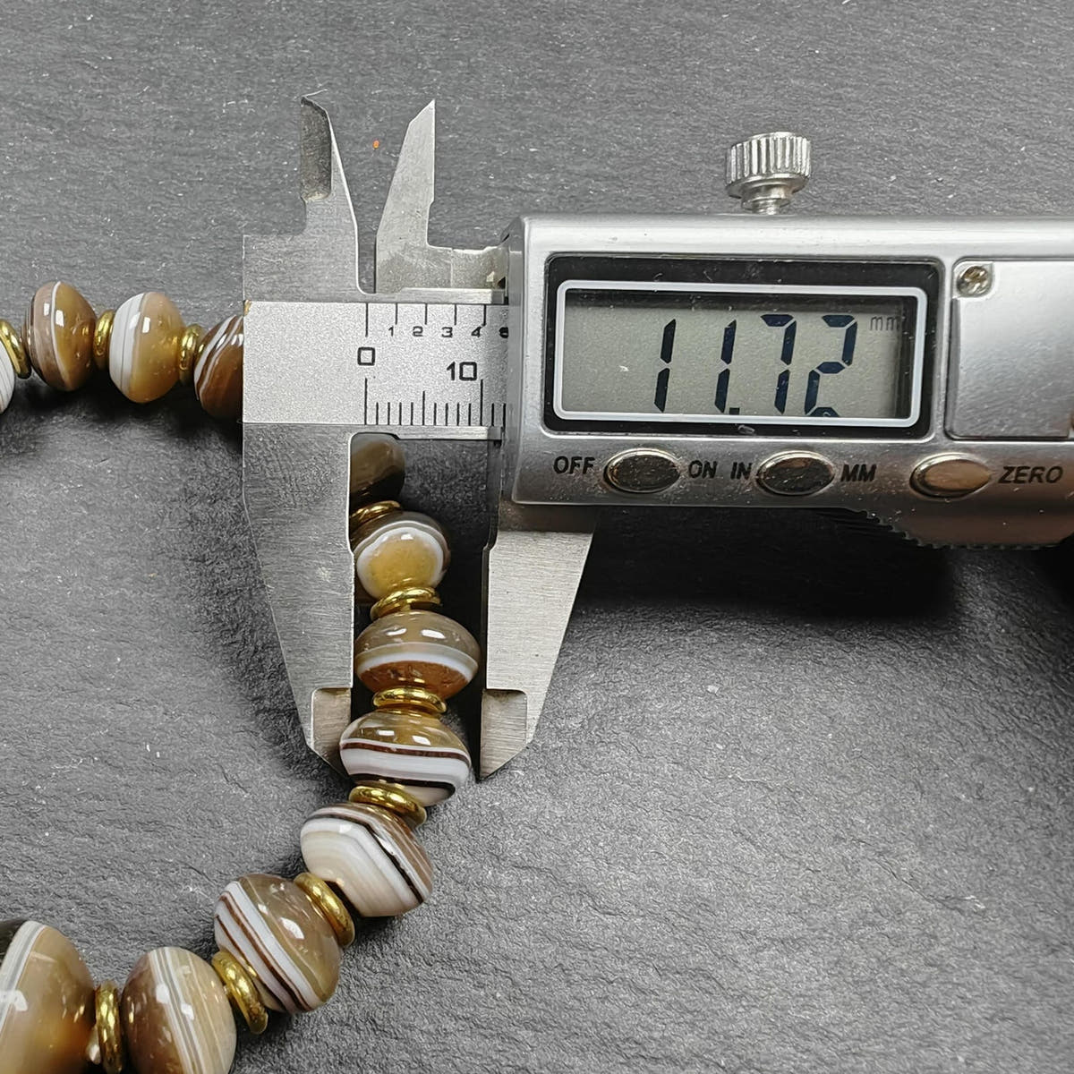 Authentic Tibetan Dzi Wrist Mala Medicine Buddha Bracelet - Tibetan Buddhist mala beads, size reference