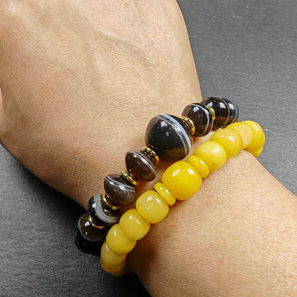 Tibetan Dzi Wrist Mala Medicine Buddha Dzi Bracelet - Tibetan Buddhist mala beads, view 7