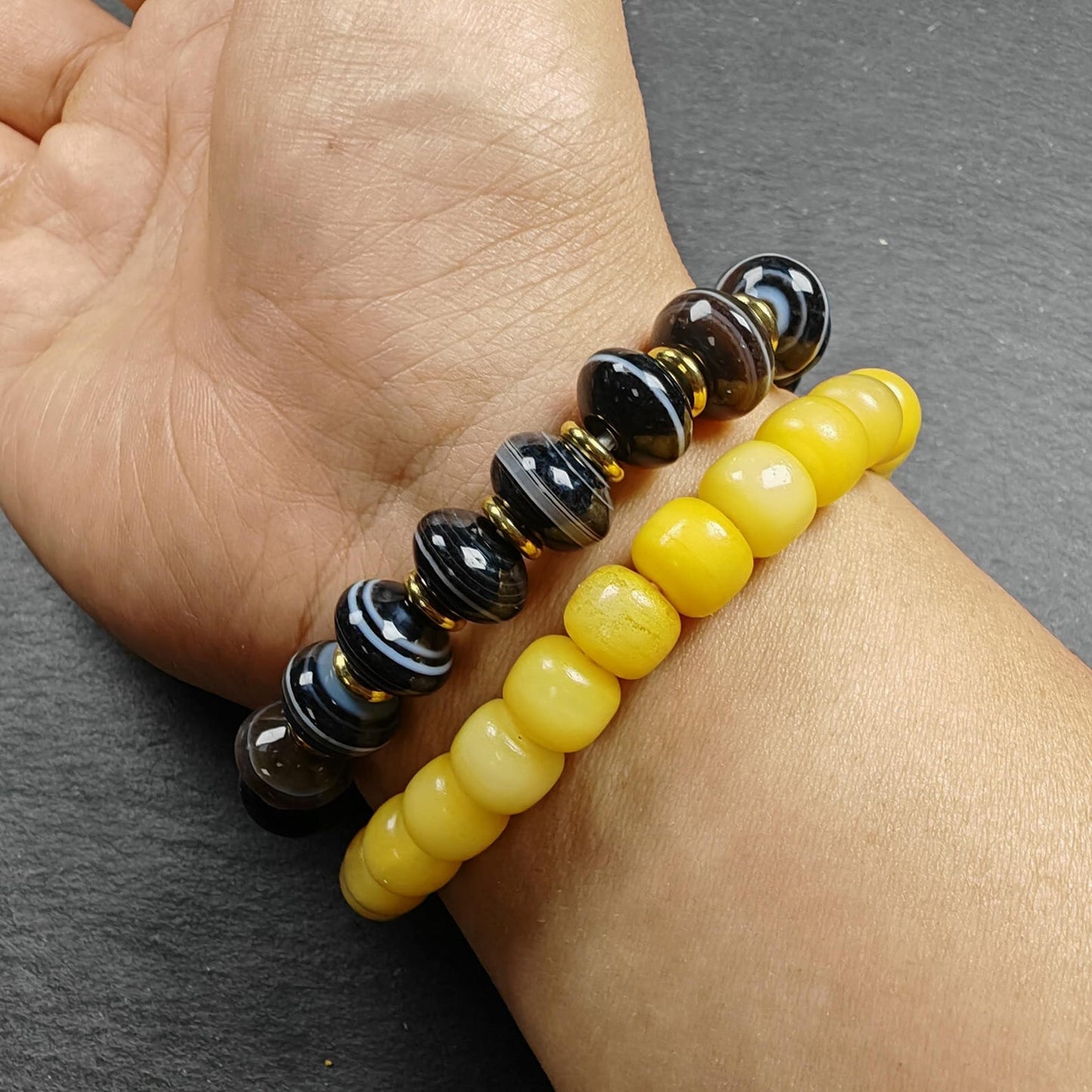 Tibetan Dzi Wrist Mala Medicine Buddha  Bracelet - Decades Old