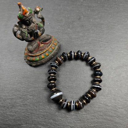 Tibetan Dzi Wrist Mala Medicine Buddha  Bracelet - Decades Old