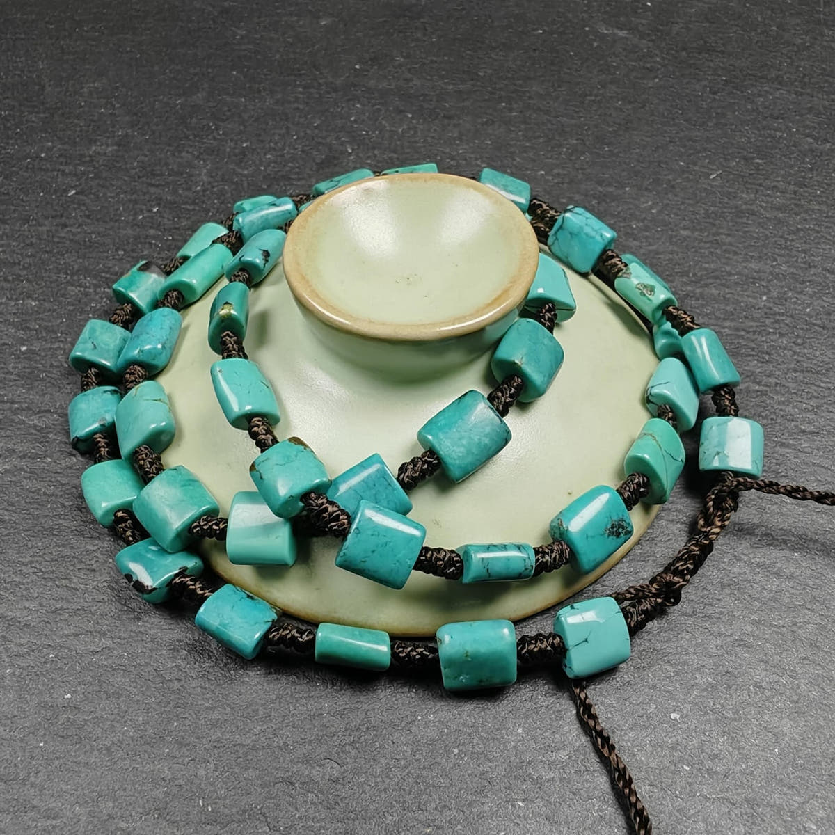 Turquoise Beads Necklace for Woman - 33cm Length - Tibetan Buddhist mala beads, view 8