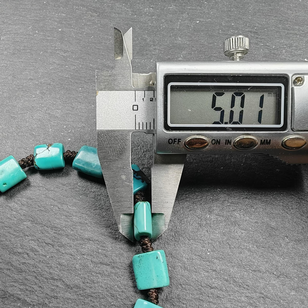Tibetan Turquoise Beads Bracelet - 42cm Length - Tibetan Buddhist art, size reference