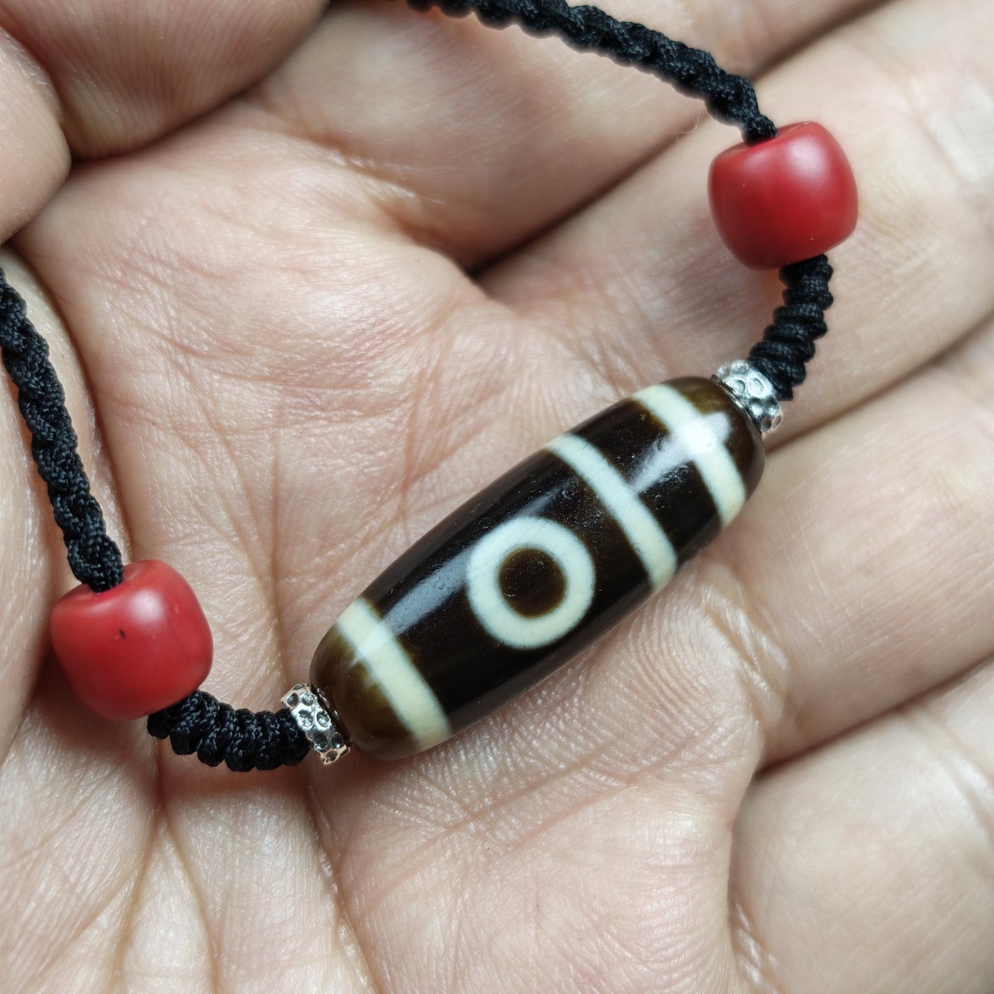 Antique 2 Eyes Dzi Bead Clavicle Necklace | 30*11mm