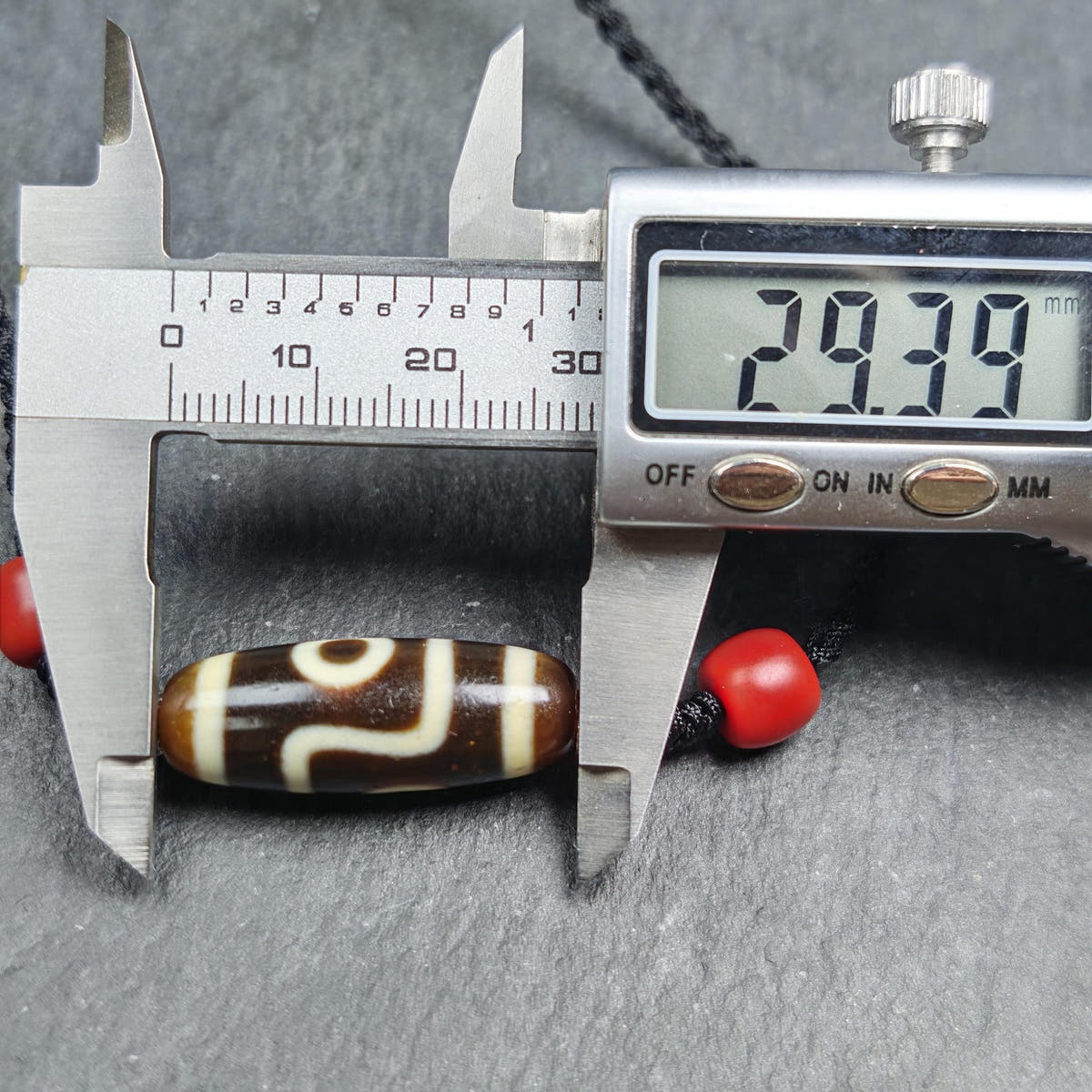 Antique 2 Eyes Dzi Bead Clavicle Necklace - Tibetan Buddhist bead necklace, view 14
