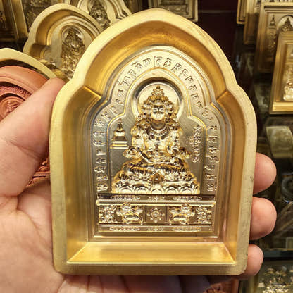 Bordered Ksitigarbha Tsa Tsa Mold - Tibetan tsa tsa mold, detailed view