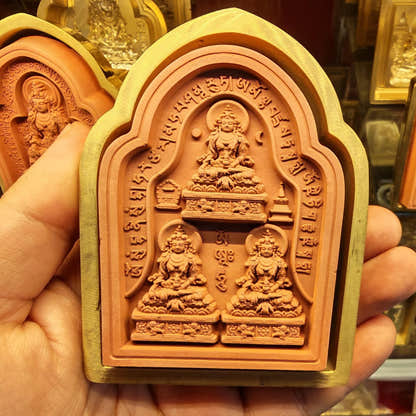 Bordered 3 Ksitigarbha Tsa Tsa Mold - Tibetan tsa tsa mold, front view