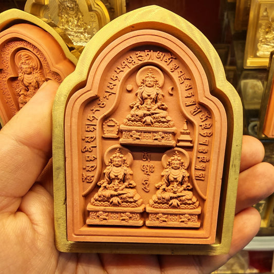 Bordered 3 Ksitigarbha Tsa Tsa Mold