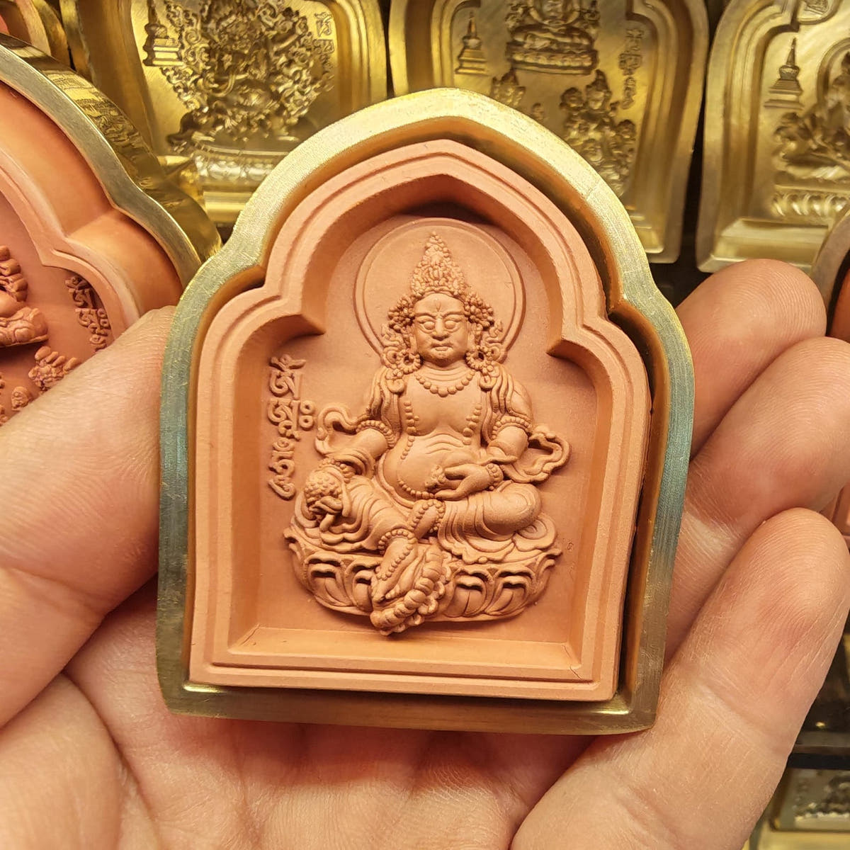 Bordered Yellow Jambhala Tsa Tsa Mold - Tibetan tsa tsa mold, view 4