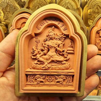 Bordered Yellow Tara Tsa Tsa Mold - Tibetan tsa tsa mold, front view