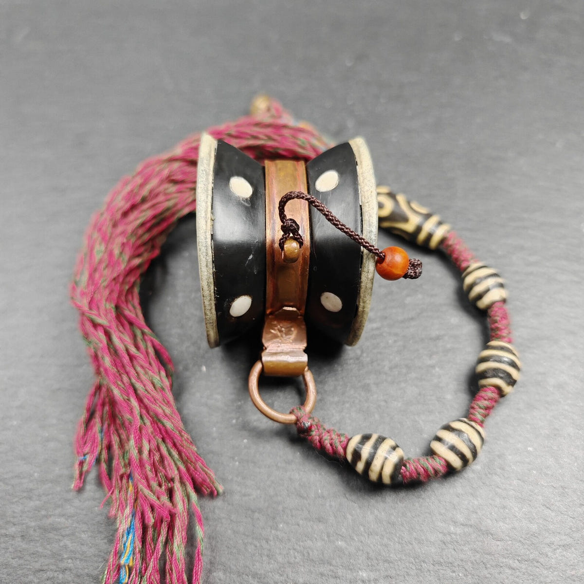 Portable Tibetan Chöd - Damaru Drum - Tibetan Buddhist art, detailed view