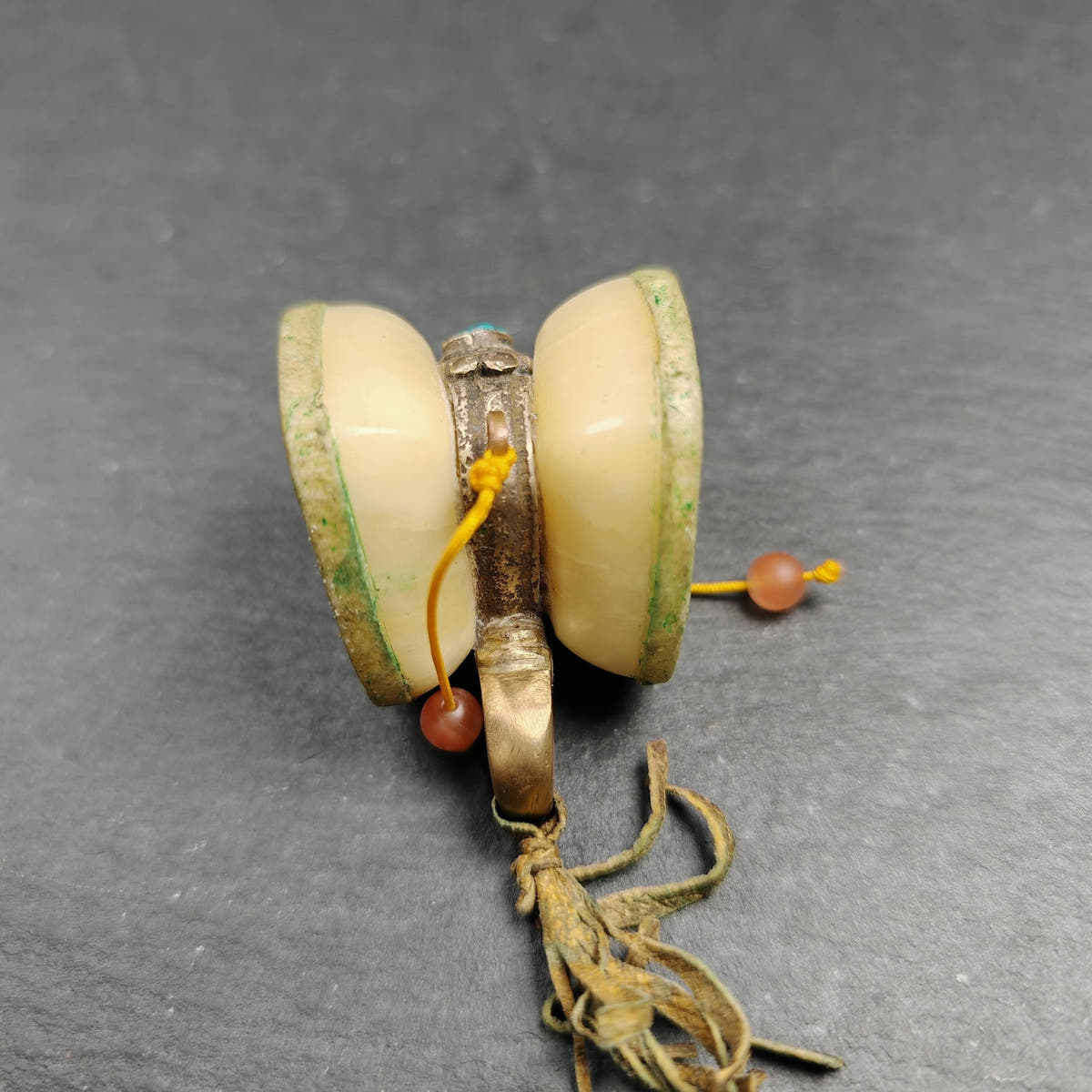 Portable Tibetan Chöd - Old Damaru Drum - Tibetan Buddhist art, view 5
