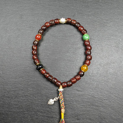 Authentic 8mm Rudraksha Wrist Mala Bracelet | Old Tibetan Rosary