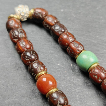 Authentic 8mm Rudraksha Wrist Mala Bracelet | Old Tibetan Rosary