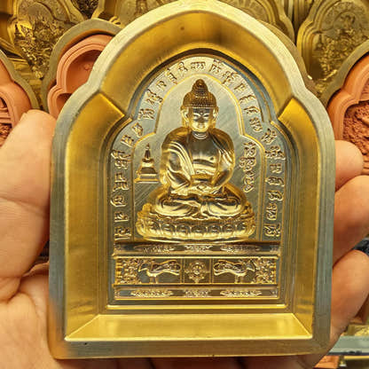 Bordered Amitabha Tsa Tsa Mold - Tibetan tsa tsa mold, detailed view