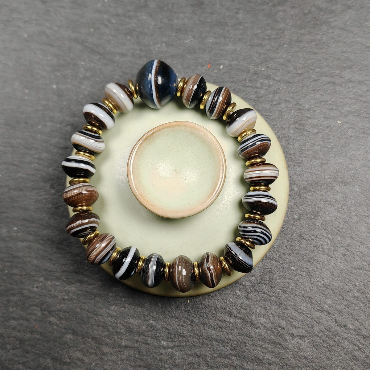 Authentic Tibetan Dzi Wrist Mala - Brown Medicine Buddha Bracelet - Decades Old - Tibetan Buddhist mala beads, view 8