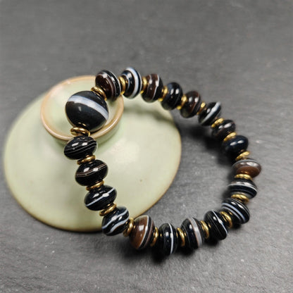 Tibetan Dzi Wrist Mala Medicine Buddha  Bracelet - Decades Old