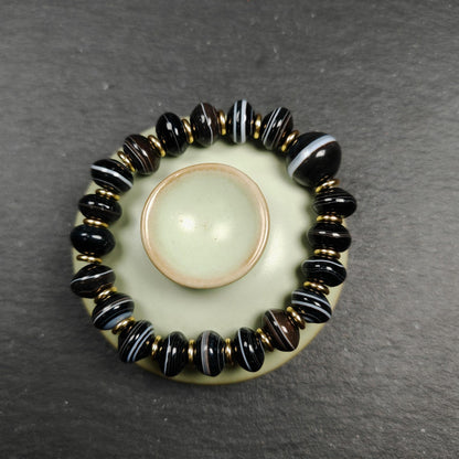 Tibetan Dzi Wrist Mala Medicine Buddha  Bracelet - Decades Old