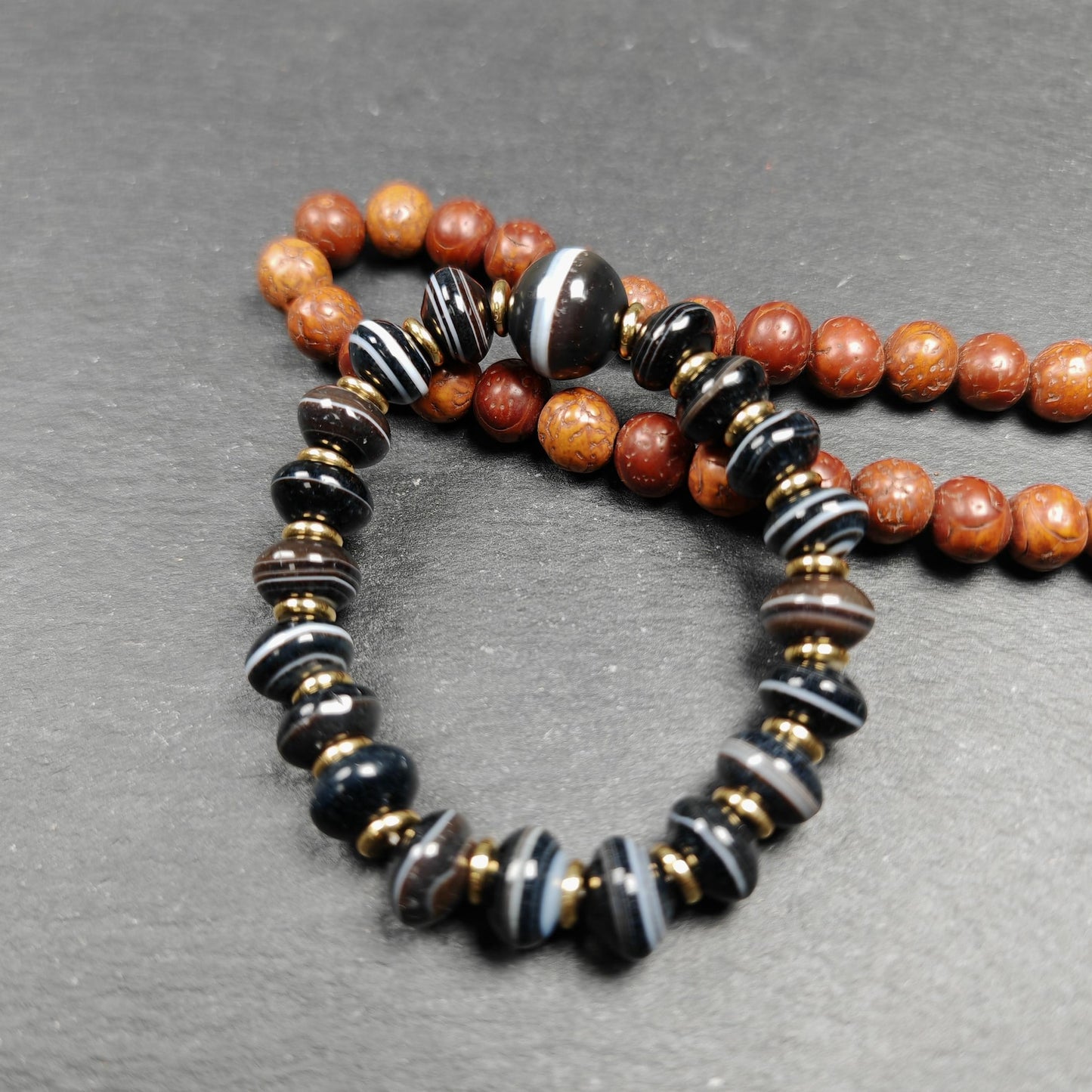Tibetan Dzi Wrist Mala Medicine Buddha  Bracelet - Decades Old