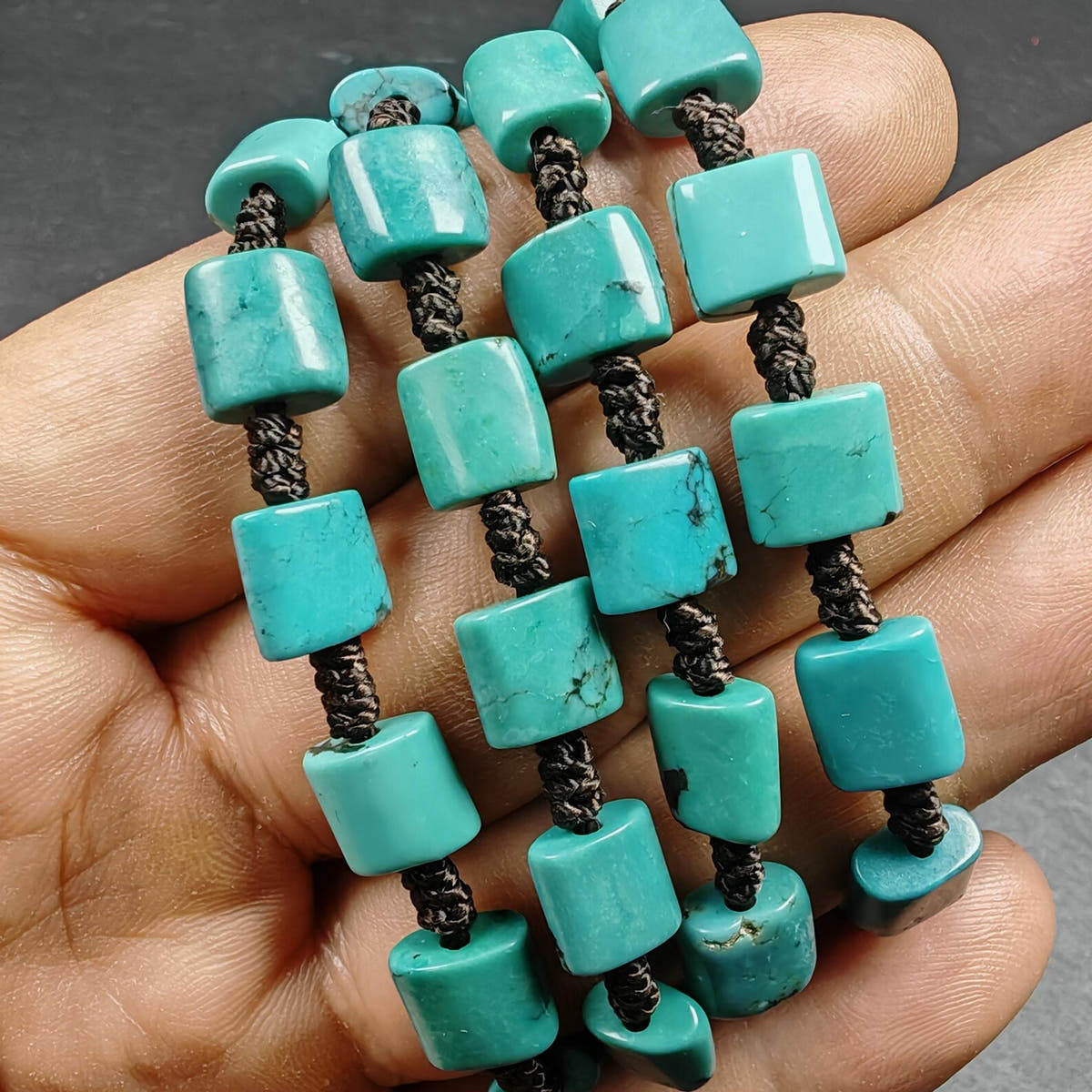 Turquoise Beads Necklace for Woman - 33cm Length - Tibetan Buddhist mala beads, view 5