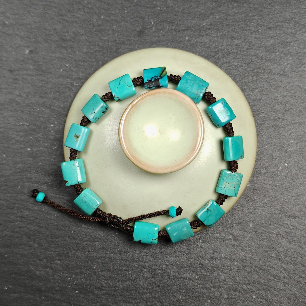 Tibetan Turquoise Beads Bracelet - 42cm Length - Tibetan Buddhist art, view 6